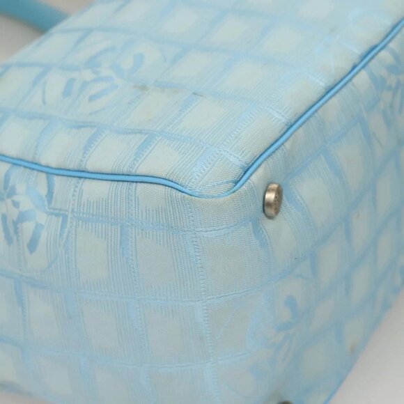 CHANEL New Travel Line Hand Bag Nylon Light Blue CC Auth mr1475 - Picture 12 of 16
